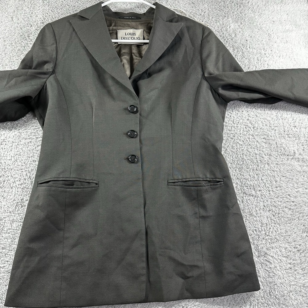 Vintage Louis Dell'Olio Wool Blazer Womens 10 Gray Three Button Workwear Office - Picture 3 of 12